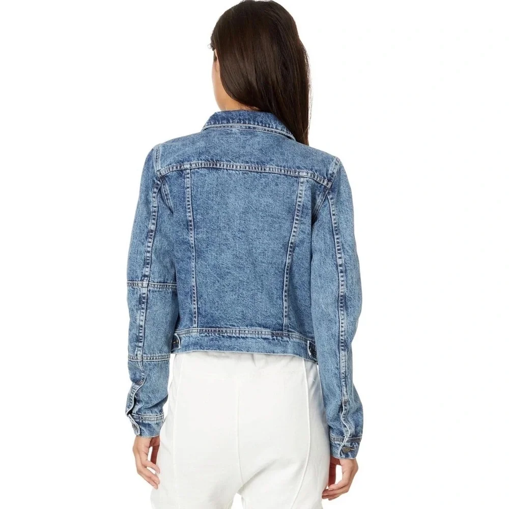 Free‎ People Rumors Denim Jacket Light Indigo Paneled Seams Size S - Picture 3 of 10